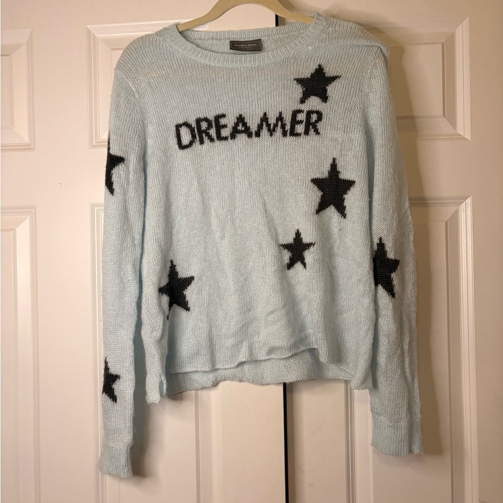 Wooden Ships Dreamer Star Pattern Light Blue Sweater